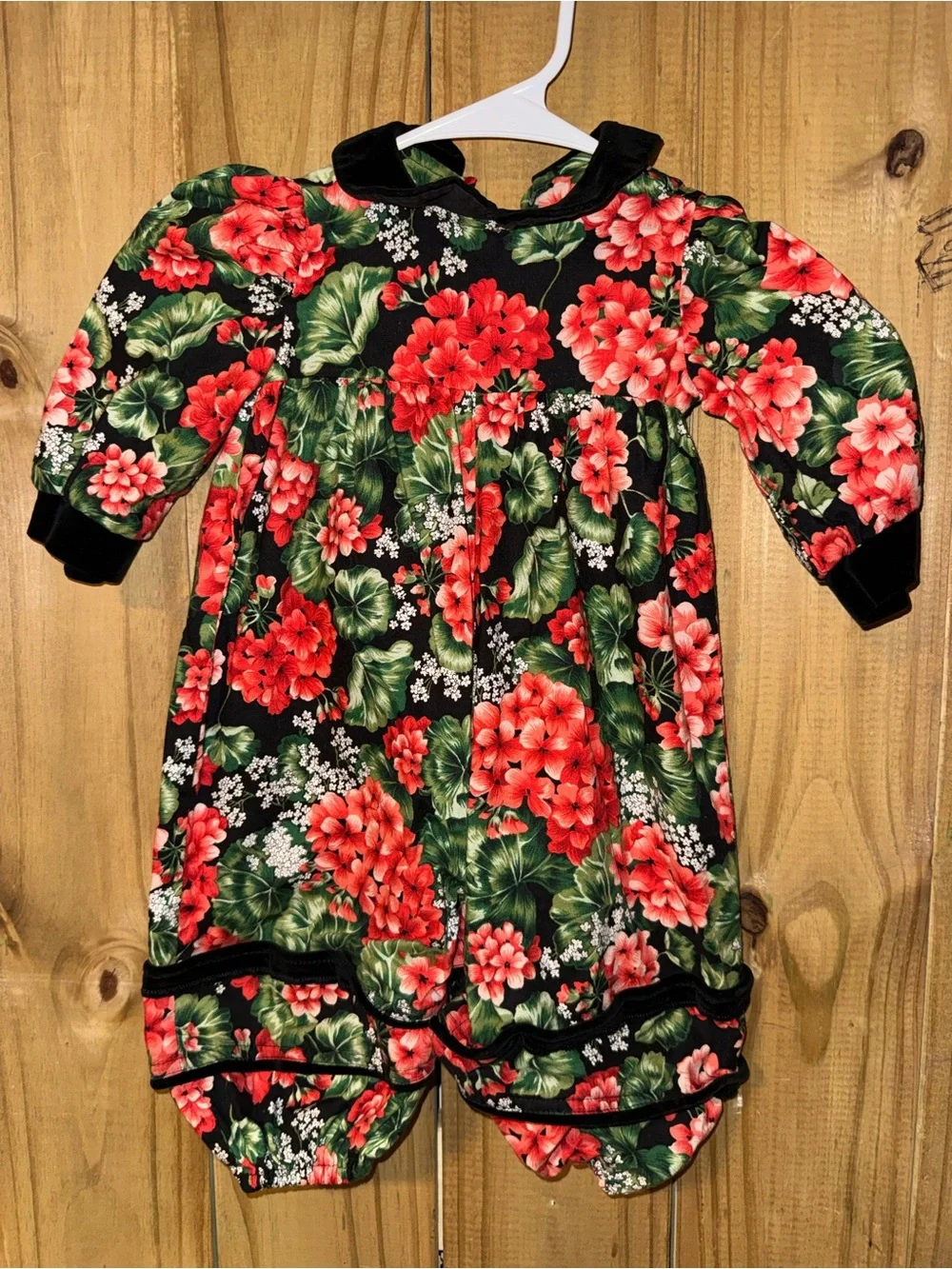 Vintage 90’sInfant Floral Convertible Sleep Sack Pajamas - Black with Red Floral